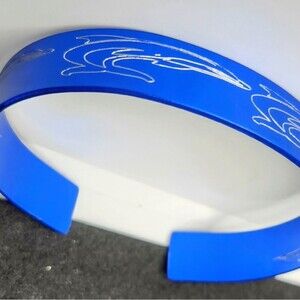 Hand Crafted Engraved Cuff Bracelet Dolphin Blue
